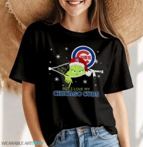 The Grinch I Hate People But I Love Chicago Cubs Christmas T-shirt Product Photo 7