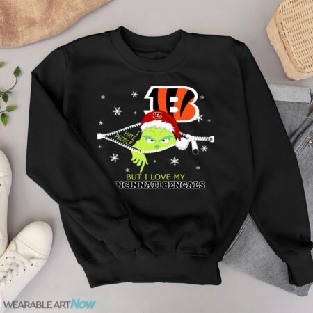 The Grinch I Hate People But I Love Cincinnati Bengals Christmas T-shirt Product Photo 1