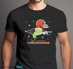 The Grinch I Hate People But I Love Cleveland Browns Christmas T-shirt Product Photo 6