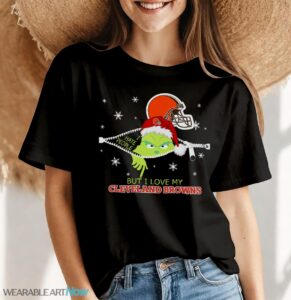 The Grinch I Hate People But I Love Cleveland Browns Christmas T-shirt Product Photo 7