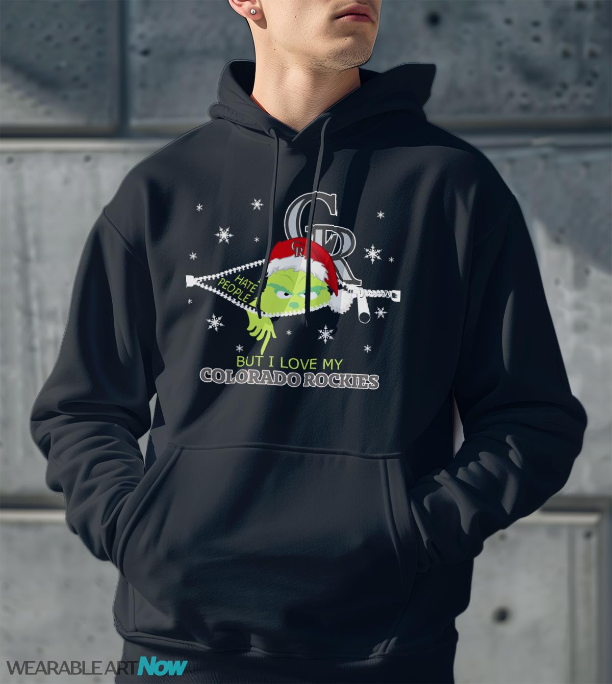 The Grinch I Hate People But I Love Colorado Rockies Christmas T-shirt Product Photo 2