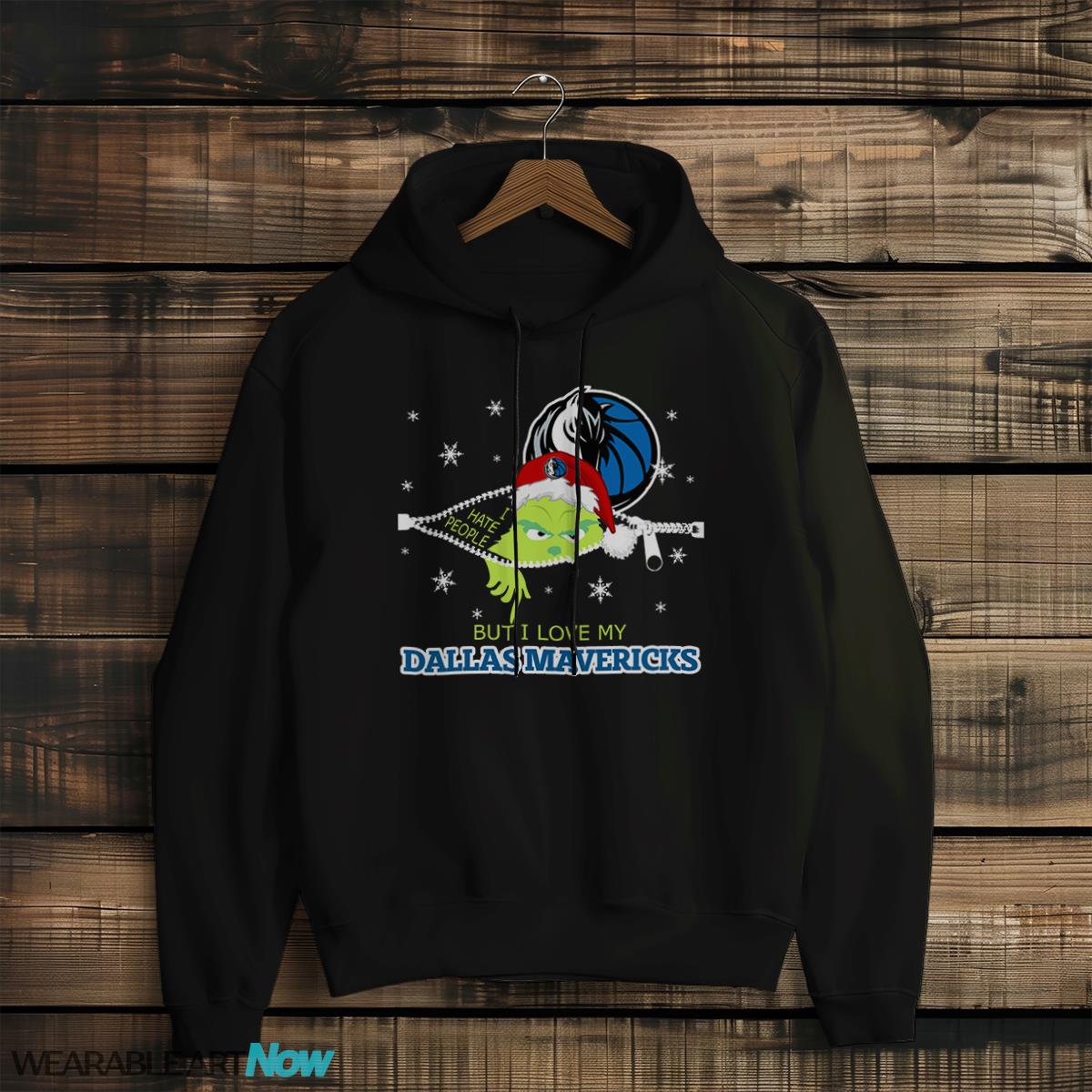 The Grinch I Hate People But I Love Dallas Mavericks Christmas T-shirt - Black Hoodie