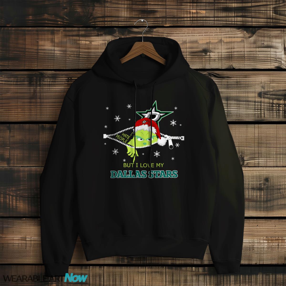 The Grinch I Hate People But I Love Dallas Stars Christmas T-shirt - Black Hoodie