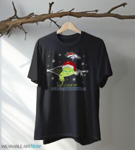 The Grinch I Hate People But I Love Denver Broncos Christmas T-shirt Product Photo 5