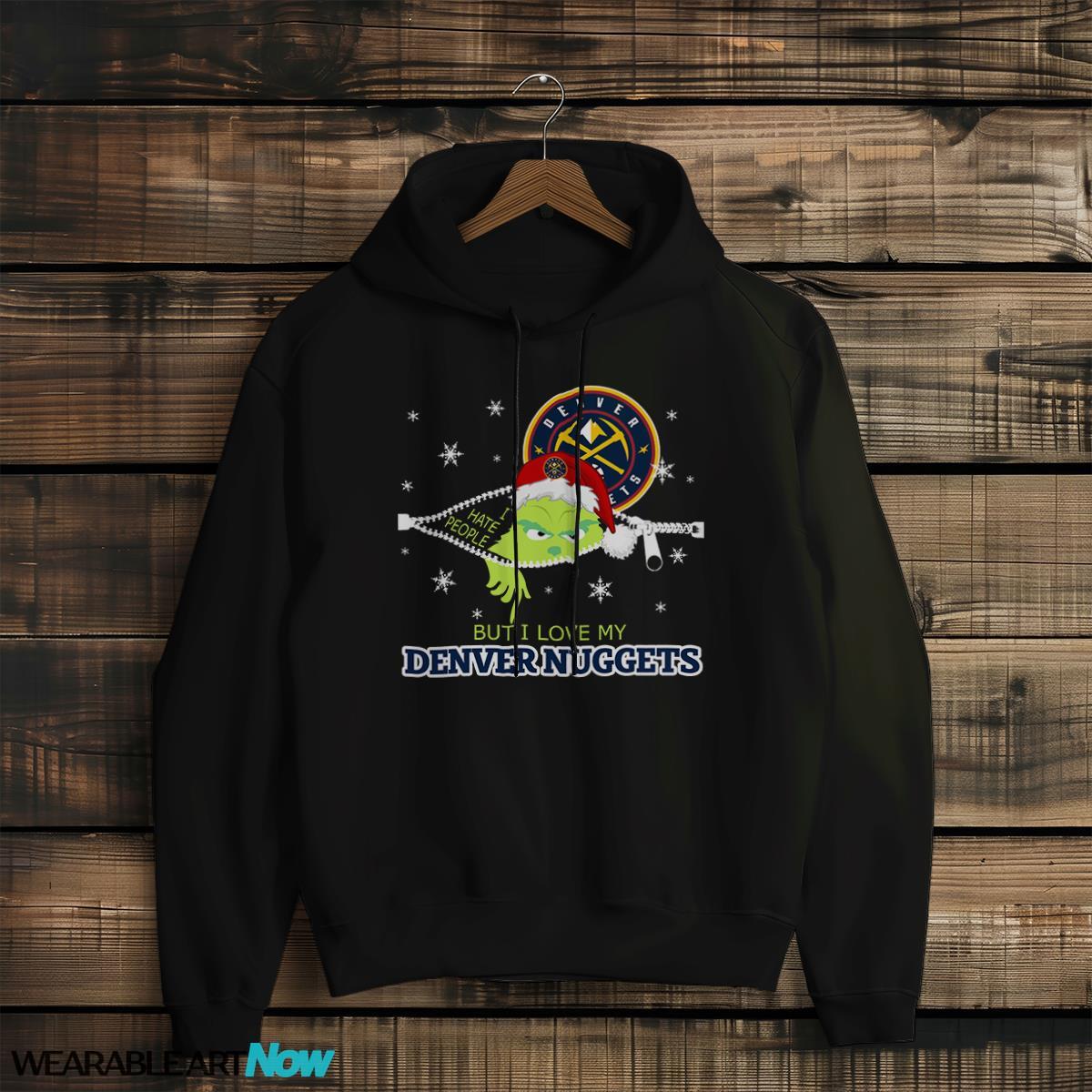 The Grinch I Hate People But I Love Denver Nuggets Christmas T-shirt - Black Hoodie