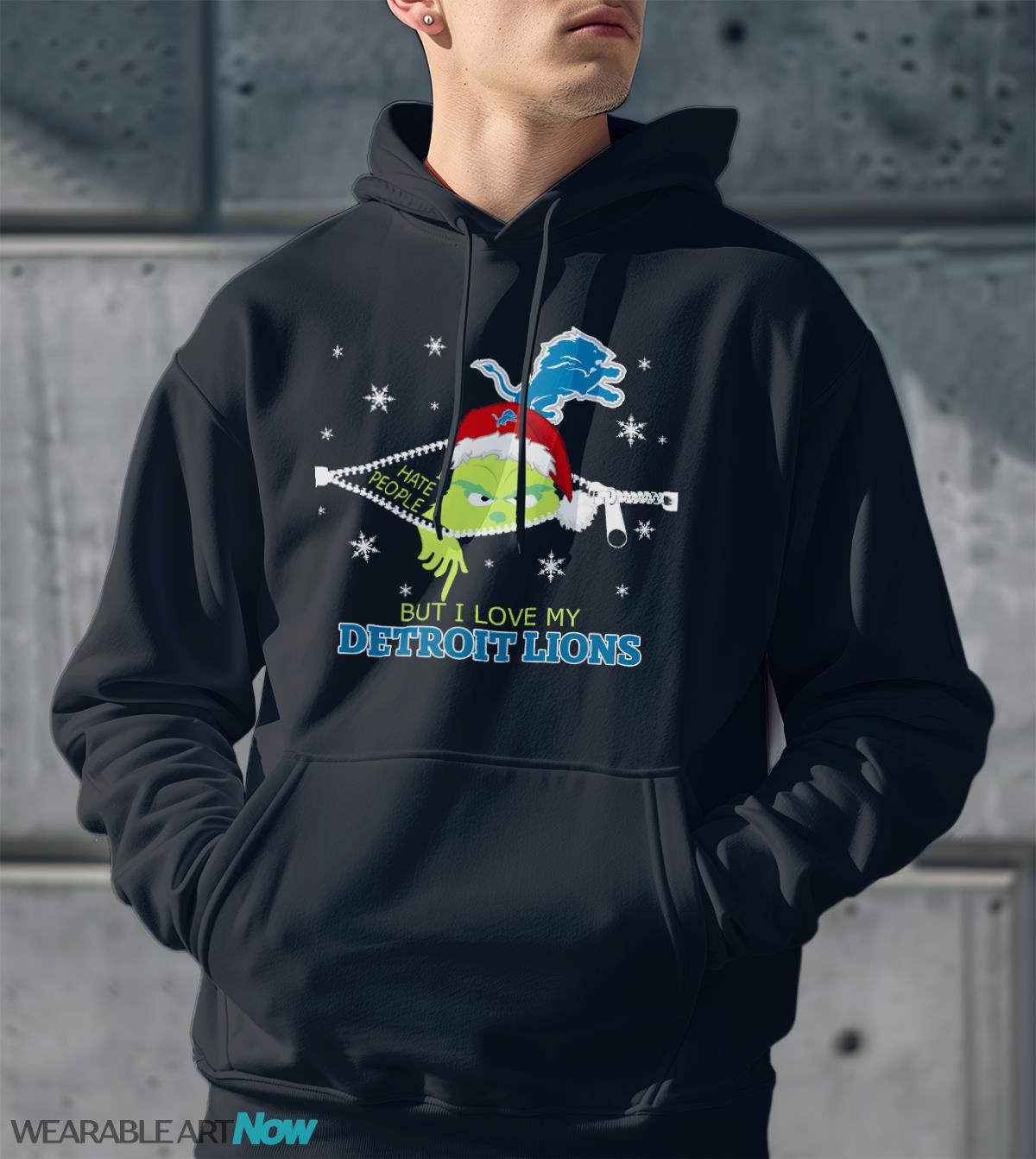 The Grinch I Hate People But I Love Detroit Lions Christmas T-shirt Product Photo 2