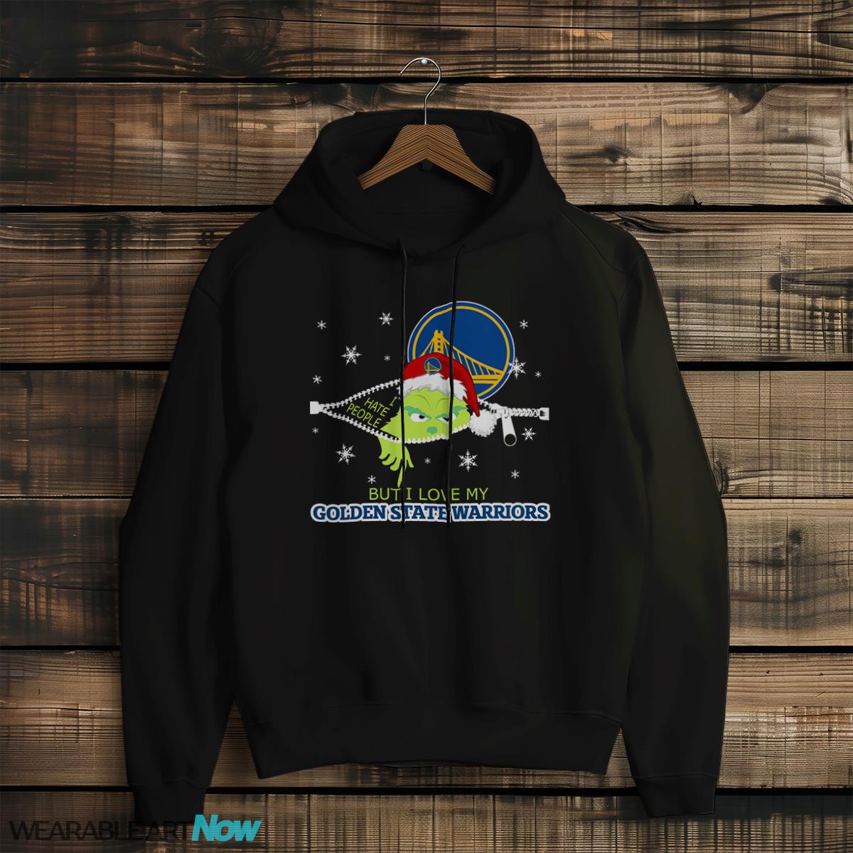 The Grinch I Hate People But I Love Golden State Warriors Christmas T-shirt - Black Hoodie