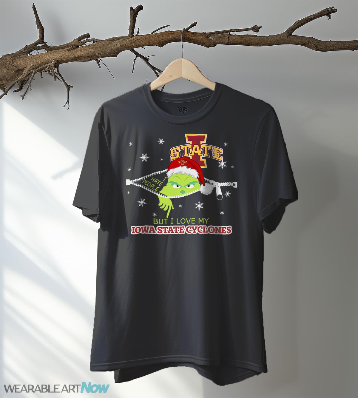 The Grinch I Hate People But I Love Iowa State Cyclones Christmas T-shirt - Black T-Shirt