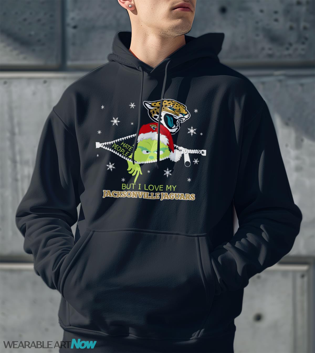 The Grinch I Hate People But I Love Jacksonville Jaguars Christmas T-shirt Product Photo 2