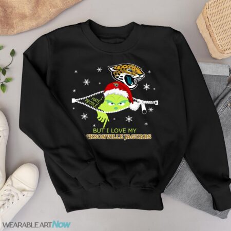 The Grinch I Hate People But I Love Jacksonville Jaguars Christmas T-shirt Product Photo 1