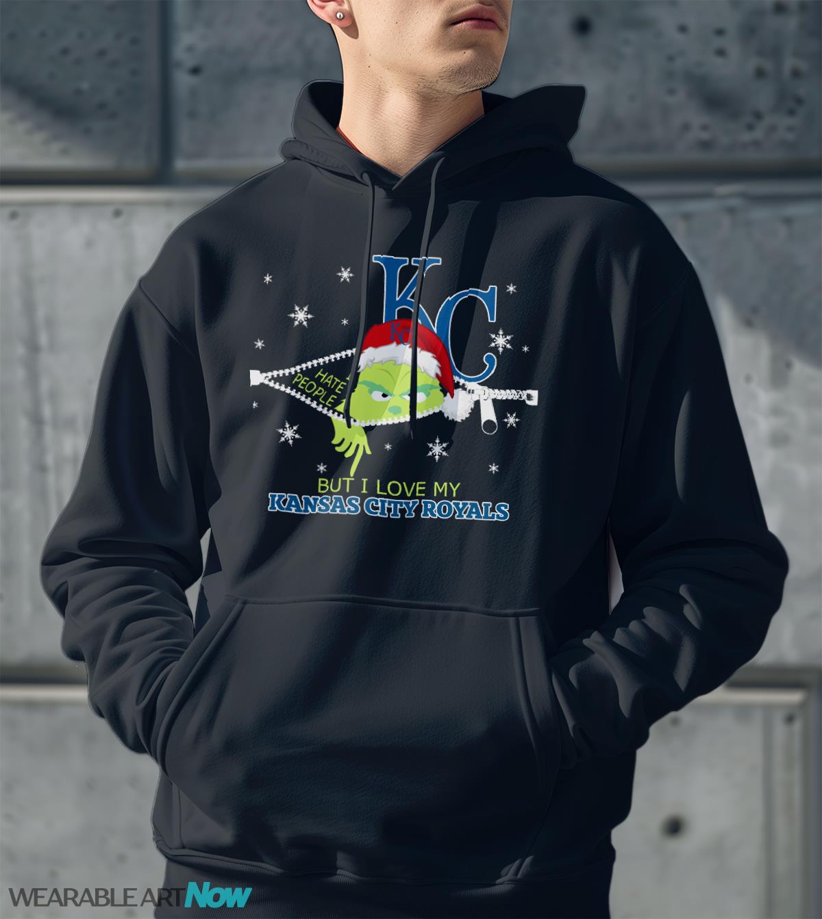 The Grinch I Hate People But I Love Kansas City Royals Christmas T-shirt Product Photo 2