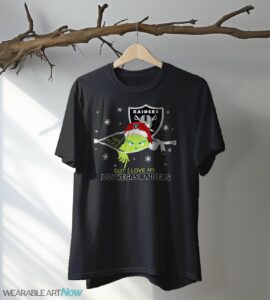 The Grinch I Hate People But I Love Las Vegas Raiders Christmas T-shirt Product Photo 5