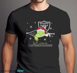 The Grinch I Hate People But I Love Las Vegas Raiders Christmas T-shirt Product Photo 6