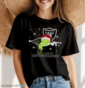 The Grinch I Hate People But I Love Las Vegas Raiders Christmas T-shirt Product Photo 7