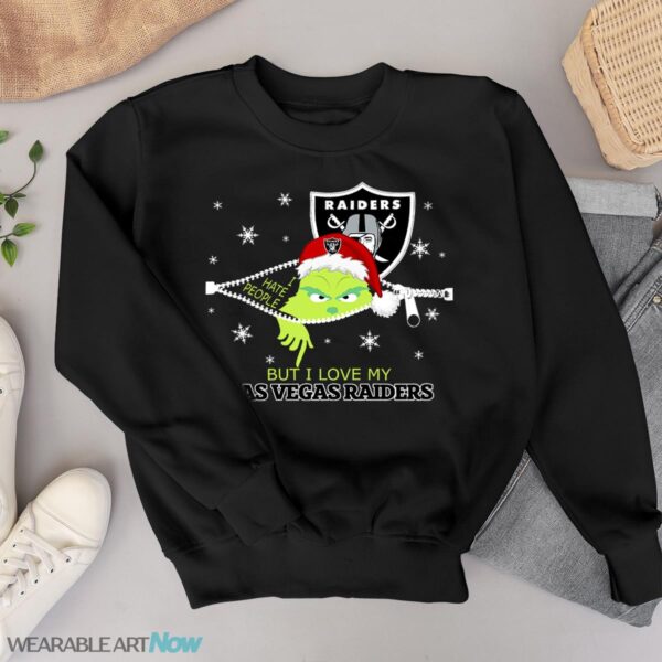 The Grinch I Hate People But I Love Las Vegas Raiders Christmas T-shirt Product Photo 1