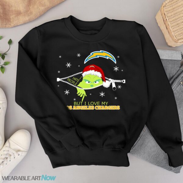 The Grinch I Hate People But I Love Los Angeles Chargers Christmas T-shirt Product Photo 1