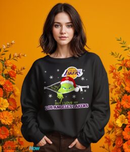 The Grinch I Hate People But I Love Los Angeles Lakers Christmas T-shirt - Girl Black Swearshirt