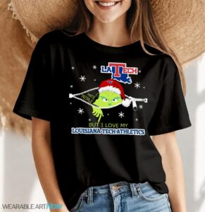 The Grinch I Hate People But I Love Louisiana Tech Athletics Christmas T-shirt - Women Black T-Shirt