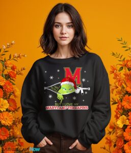 The Grinch I Hate People But I Love Maryland Terrapins Christmas T-shirt - Girl Black Swearshirt