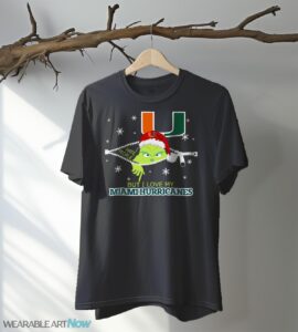 The Grinch I Hate People But I Love Miami Hurricanes Christmas T-shirt - Black T-Shirt