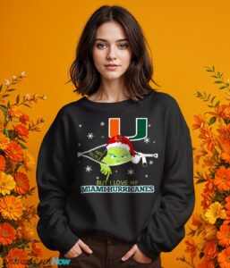 The Grinch I Hate People But I Love Miami Hurricanes Christmas T-shirt - Girl Black Swearshirt