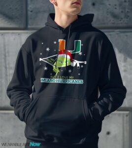 The Grinch I Hate People But I Love Miami Hurricanes Christmas T-shirt - Men Black Hoodie