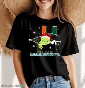 The Grinch I Hate People But I Love Miami Hurricanes Christmas T-shirt - Women Black T-Shirt