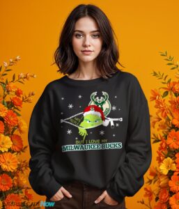 The Grinch I Hate People But I Love Milwaukee Bucks Christmas T-shirt - Girl Black Swearshirt