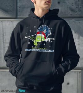 The Grinch I Hate People But I Love Minnesota Timberwolves Christmas T-shirt - Men Black Hoodie