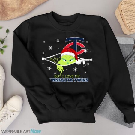 The Grinch I Hate People But I Love Minnesota Twins Christmas T-shirt Product Photo 1