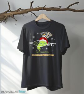 The Grinch I Hate People But I Love Nashville Predators Christmas T-shirt - Black T-Shirt