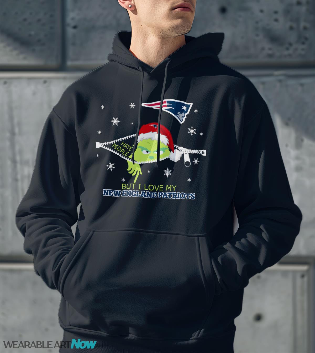 The Grinch I Hate People But I Love New England Patriots Christmas T-shirt Product Photo 2