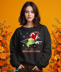 The Grinch I Hate People But I Love New Jersey Devils Christmas T-shirt - Girl Black Swearshirt