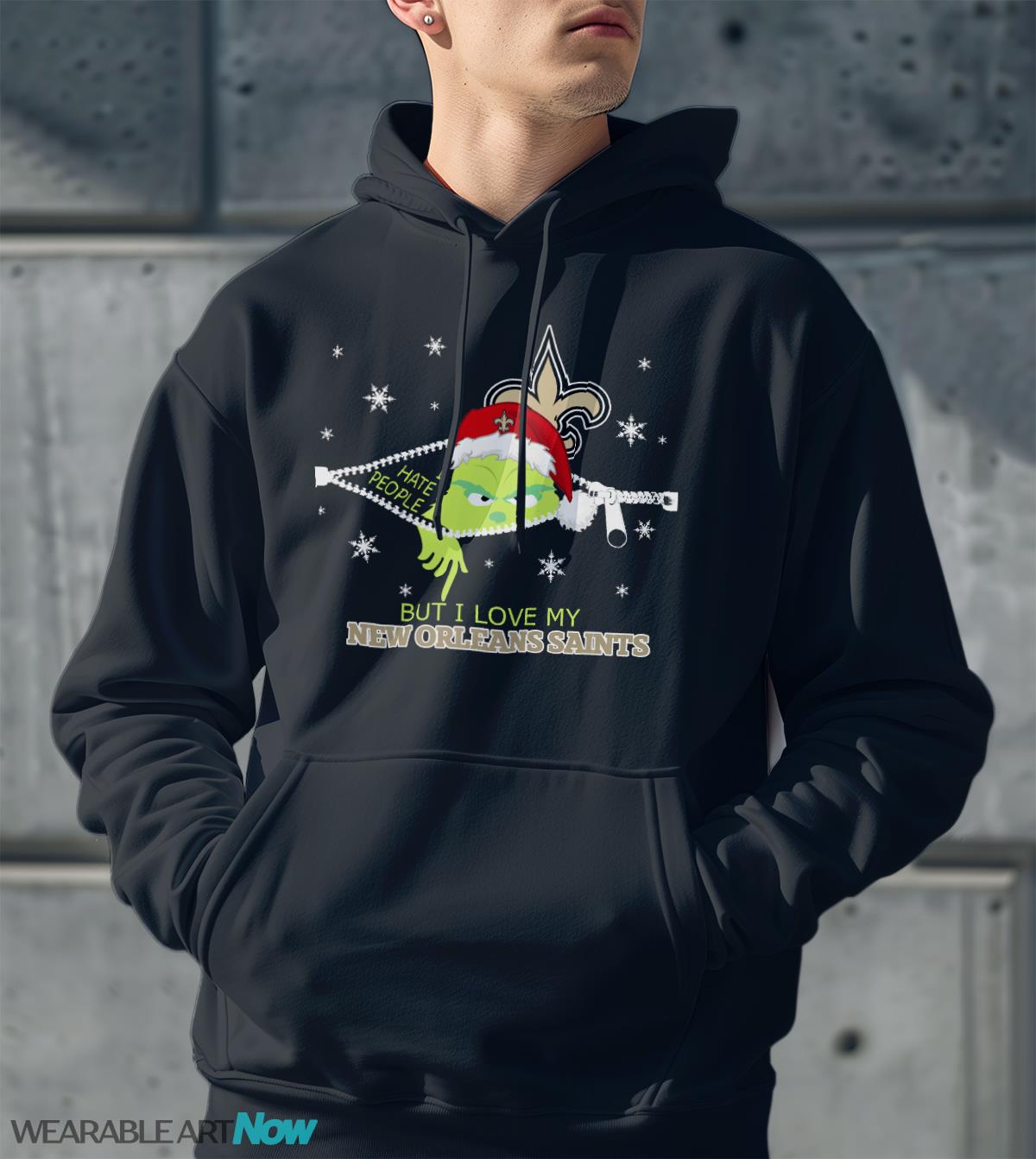 The Grinch I Hate People But I Love New Orleans Saints Christmas T-shirt Product Photo 2