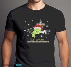 The Grinch I Hate People But I Love New Orleans Saints Christmas T-shirt Product Photo 6