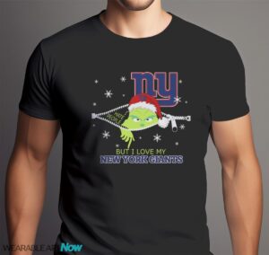 The Grinch I Hate People But I Love New York Giants Christmas T-shirt Product Photo 6