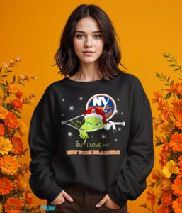 The Grinch I Hate People But I Love New York Islanders Christmas T-shirt - Girl Black Swearshirt