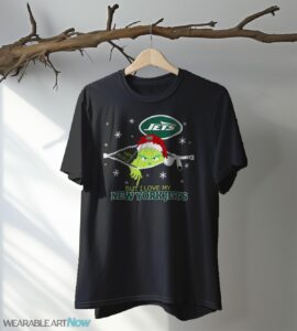 The Grinch I Hate People But I Love New York Jets Christmas T-shirt Product Photo 5