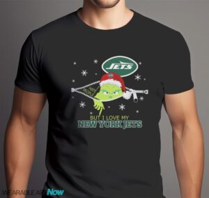 The Grinch I Hate People But I Love New York Jets Christmas T-shirt Product Photo 6