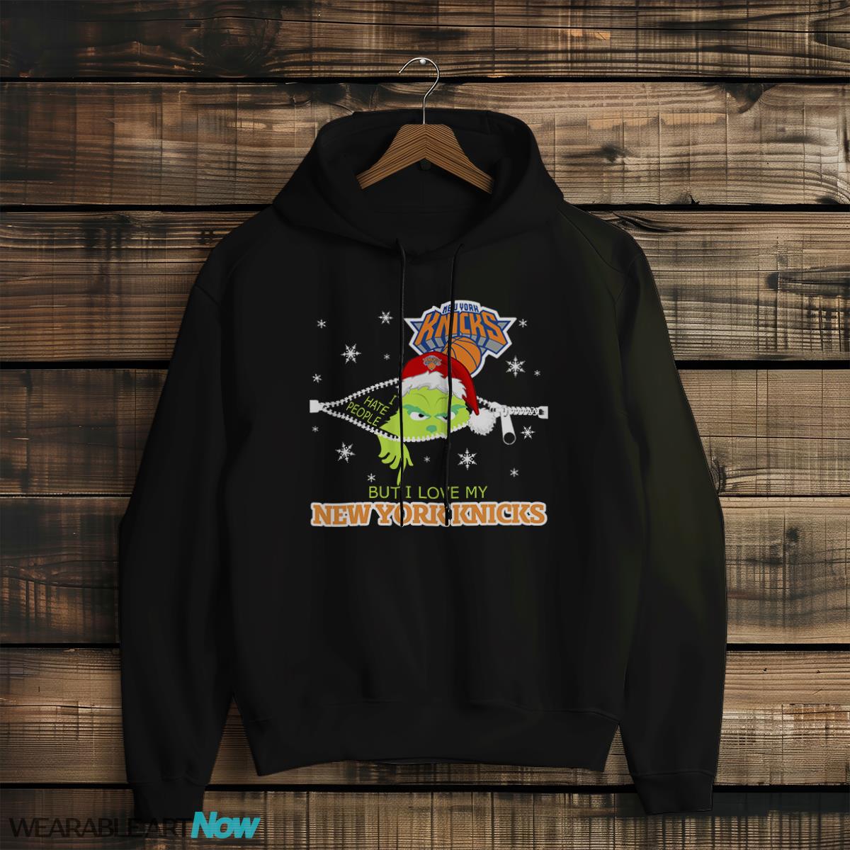 The Grinch I Hate People But I Love New York Knicks Christmas T-shirt - Black Hoodie