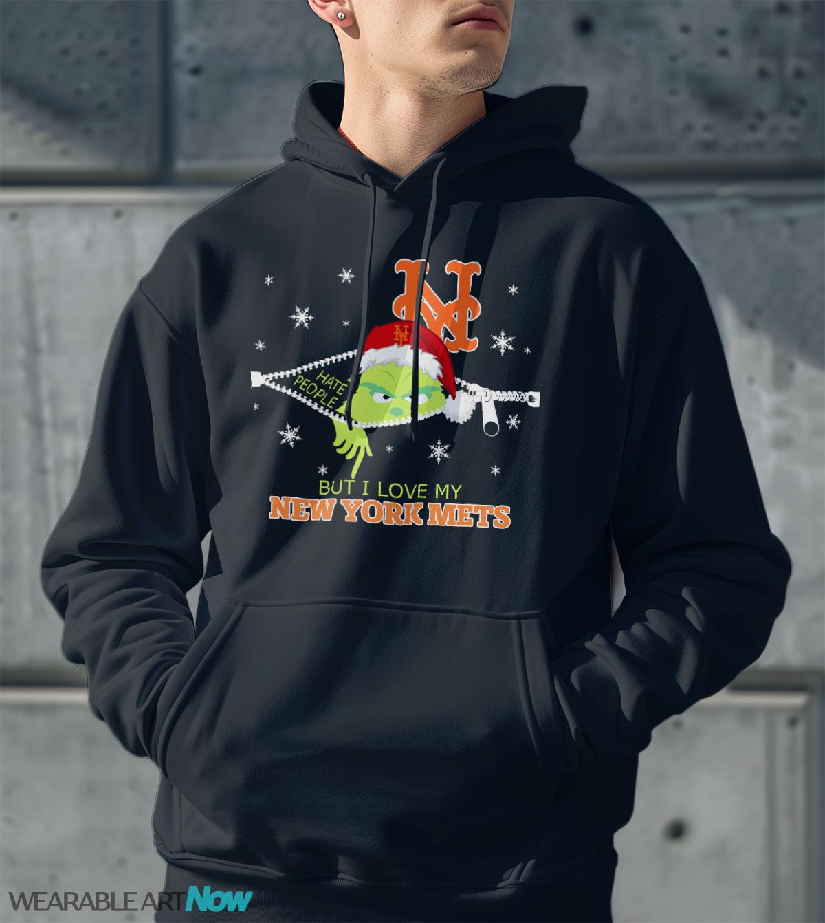 The Grinch I Hate People But I Love New York Mets Christmas T-shirt Product Photo 2