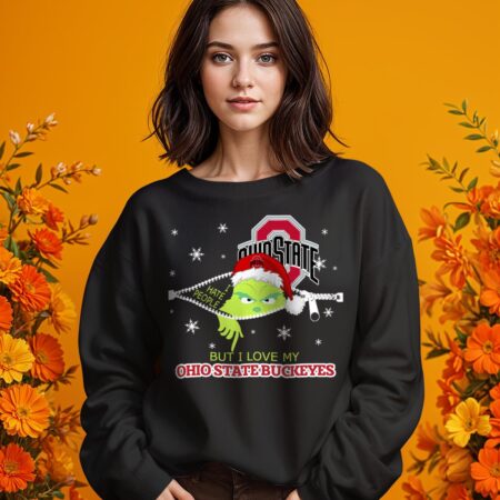 The Grinch I Hate People But I Love Ohio State Buckeyes Christmas T-shirt - 1 Girl Black Swearshirt