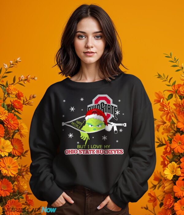 The Grinch I Hate People But I Love Ohio State Buckeyes Christmas T-shirt - 1 Girl Black Swearshirt