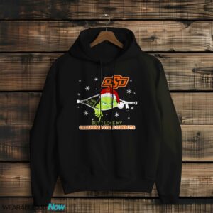 The Grinch I Hate People But I Love Oklahoma State Cowboys Christmas T-shirt - Black Hoodie