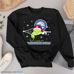 The Grinch I Hate People But I Love Philadelphia 76ers Christmas T-shirt - Black Sweatshirt