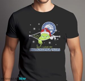 The Grinch I Hate People But I Love Philadelphia 76ers Christmas T-shirt - Men Black T-Shirt