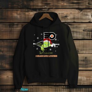 The Grinch I Hate People But I Love Philadelphia Flyers Christmas T-shirt - Black Hoodie