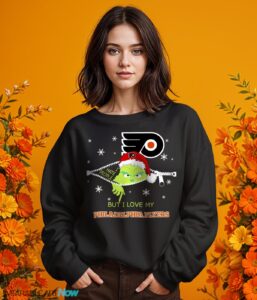 The Grinch I Hate People But I Love Philadelphia Flyers Christmas T-shirt - Girl Black Swearshirt