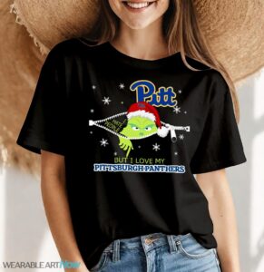 The Grinch I Hate People But I Love Pittsburgh Panthers Christmas T-shirt - Women Black T-Shirt