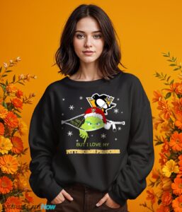 The Grinch I Hate People But I Love Pittsburgh Penguins Christmas T-shirt - Girl Black Swearshirt